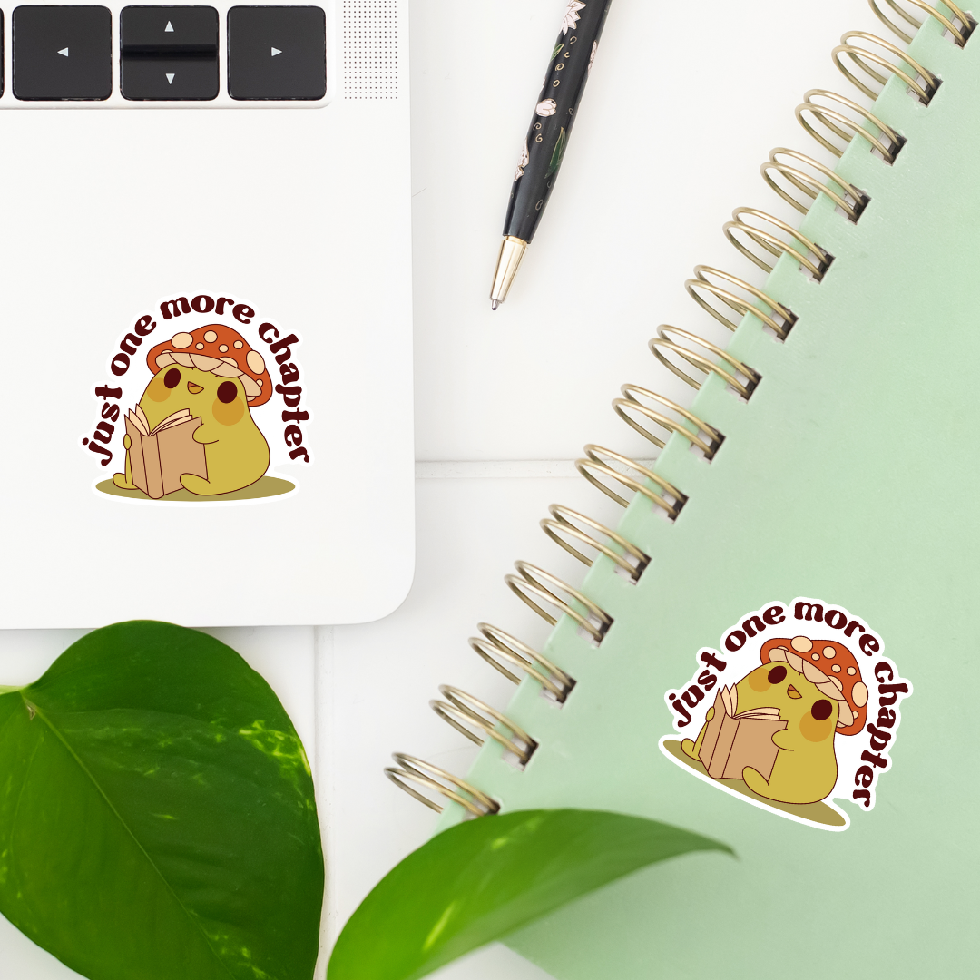 Just One More Chapter Bookish Waterproof Sticker