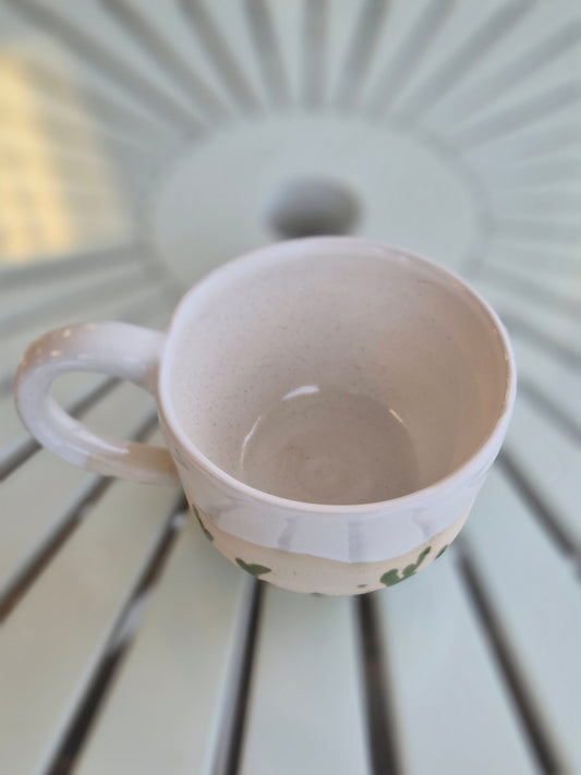 Cream & Vines Handcrafted Ceramic Mug - Microwave & Dishwasher Safe!