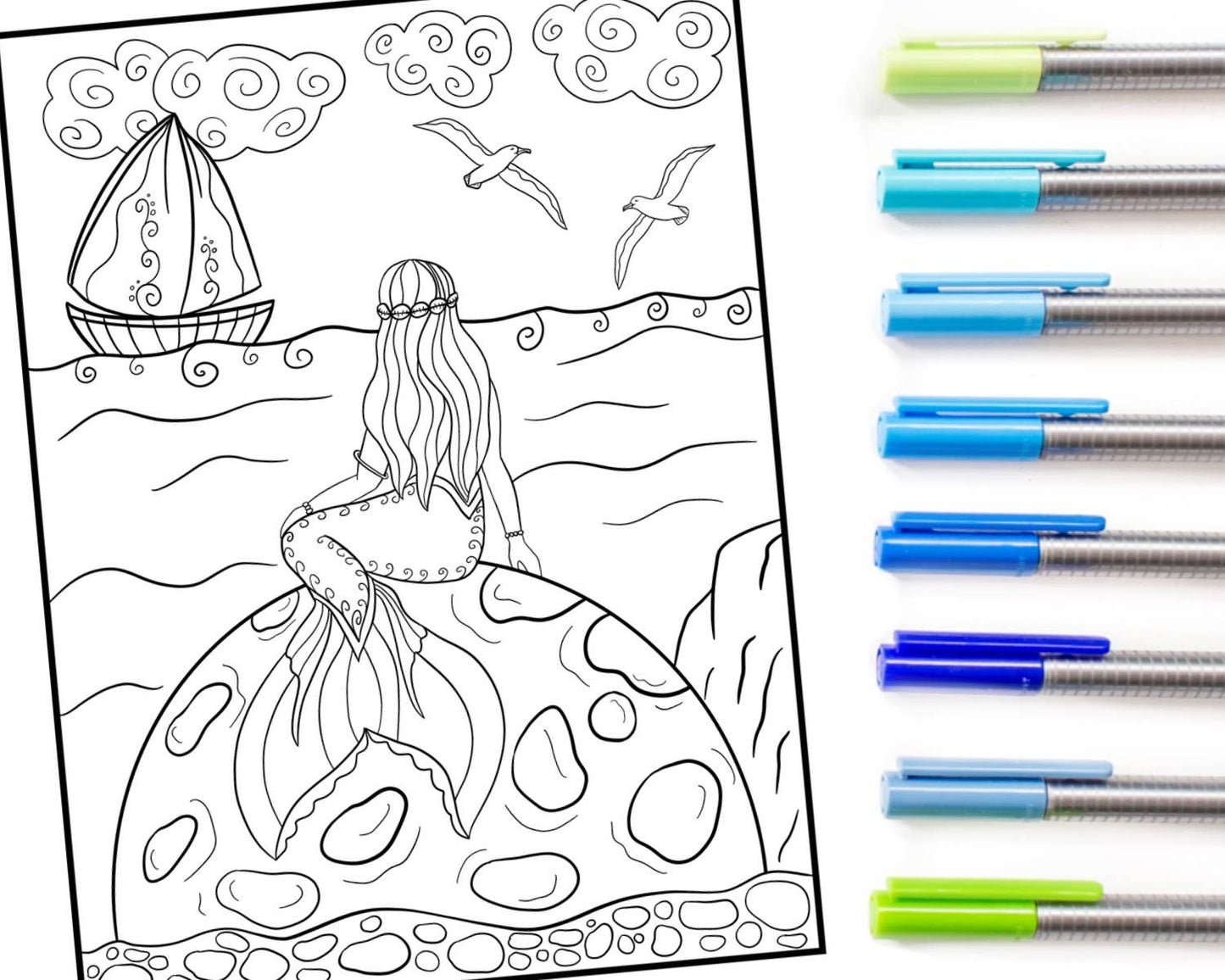 Magical Merfolk Coloring Book