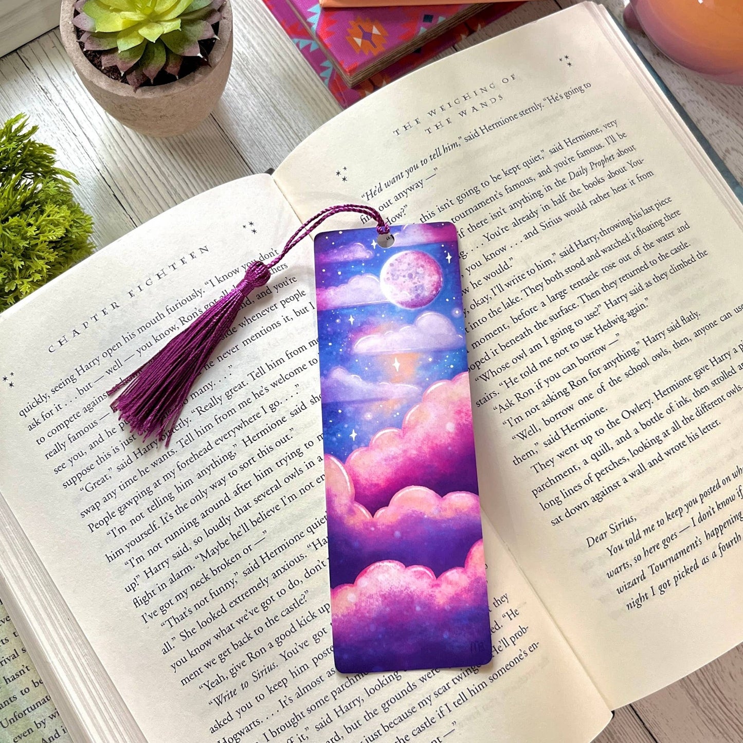 Dreamy Pastel Clouds Bookmark by The Swimming Owl