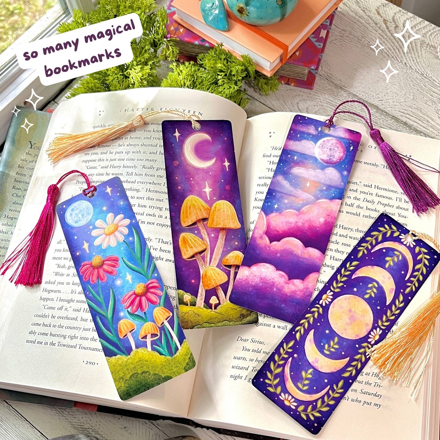 Dreamy Pastel Clouds Bookmark by The Swimming Owl