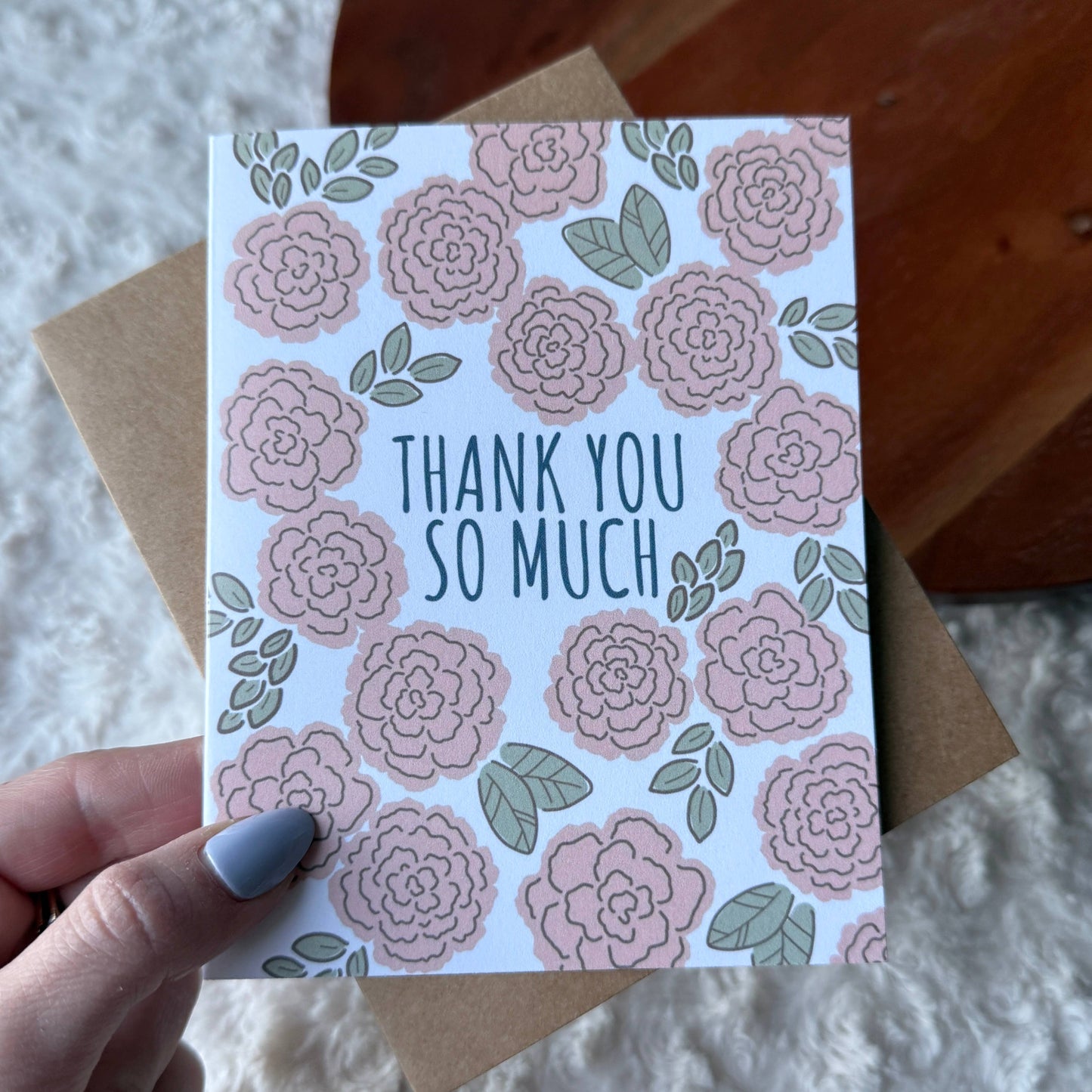 "Thank you so much" Floral Pattern Appreciation Card