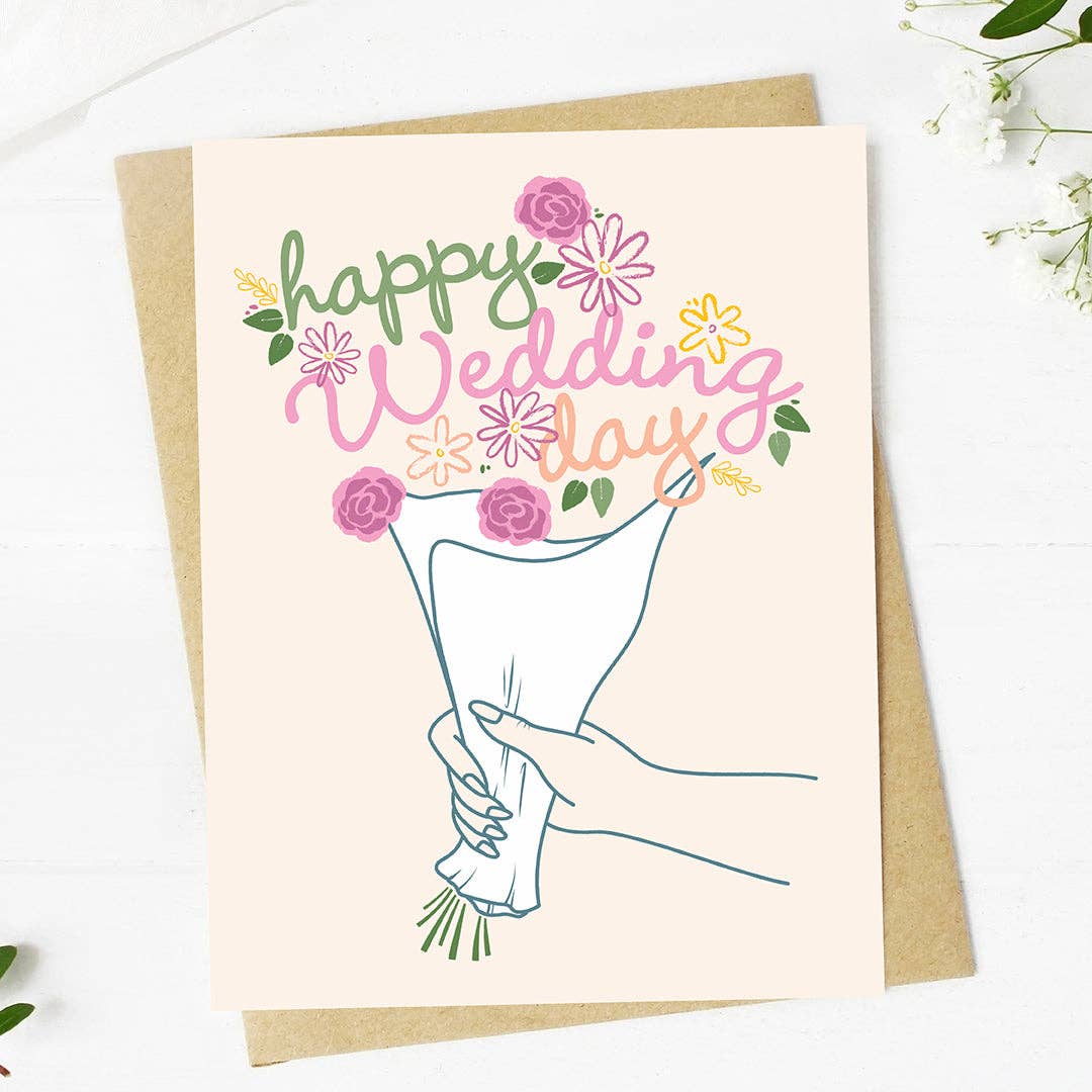 Happy Wedding Day Hand Bouquet Card