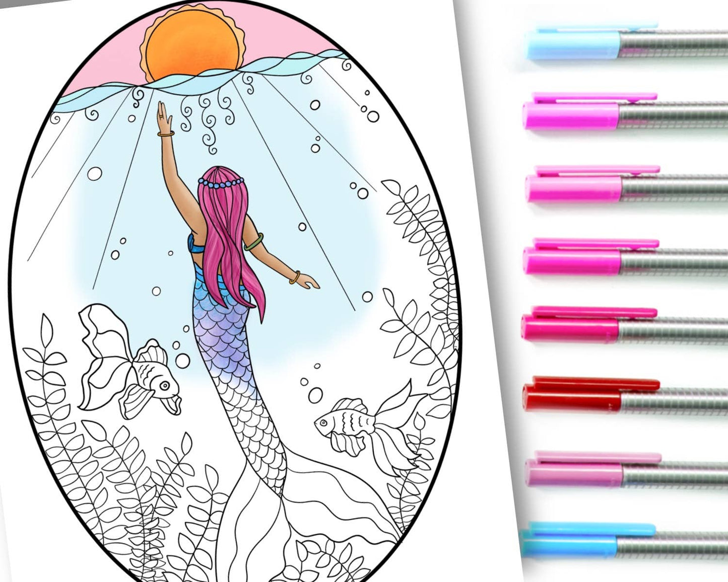 Magical Merfolk Coloring Book