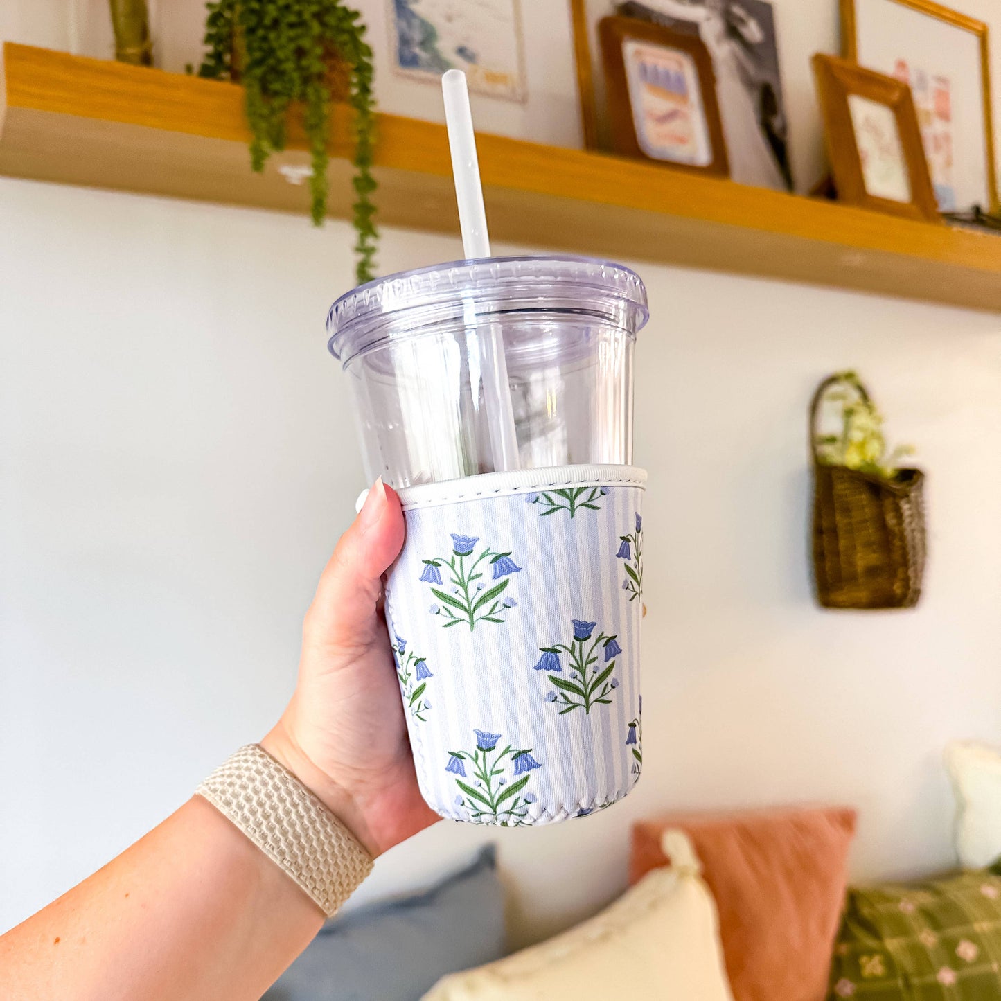 Bellflowers and Stripes | Iced Coffee Sleeve