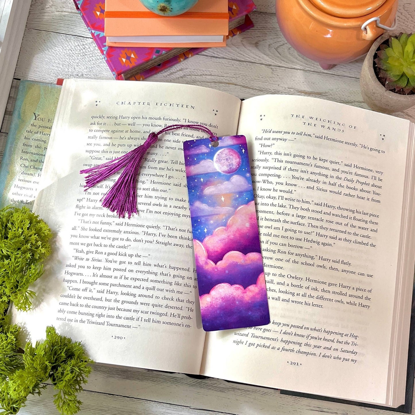 Dreamy Pastel Clouds Bookmark by The Swimming Owl