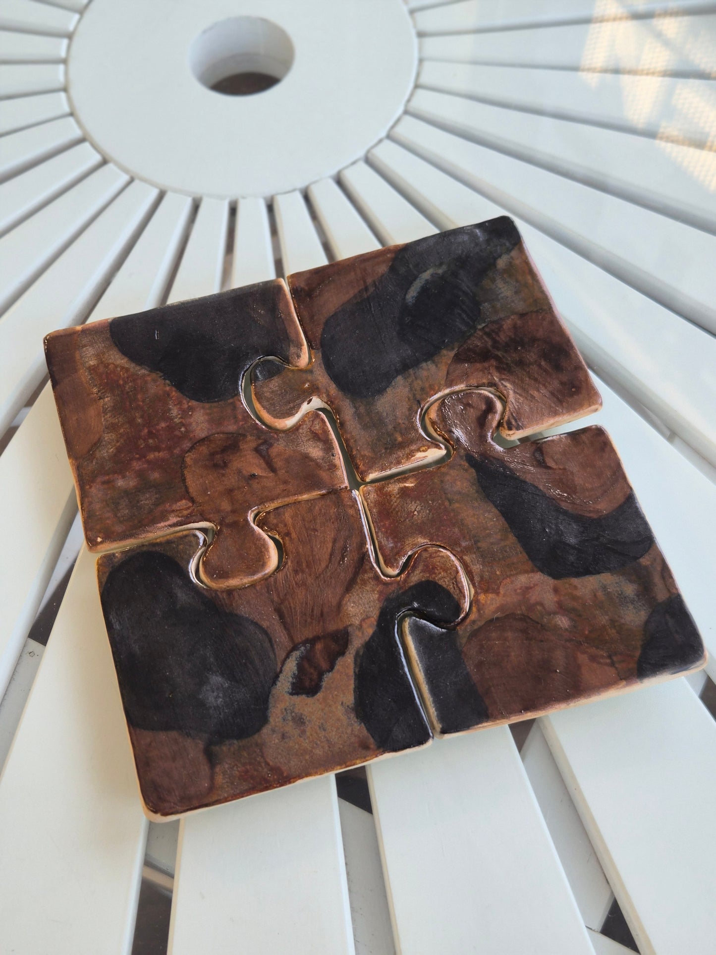 Handcrafted Puzzle Piece Coaster Set
