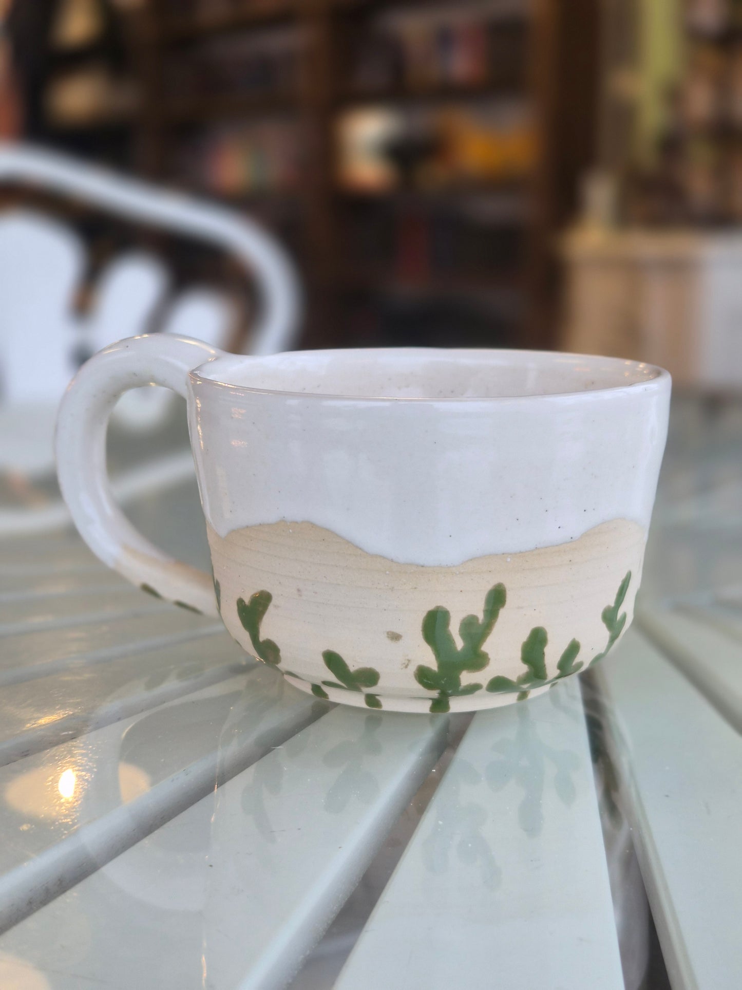 Cream & Vines Handcrafted Ceramic Mug - Microwave & Dishwasher Safe!