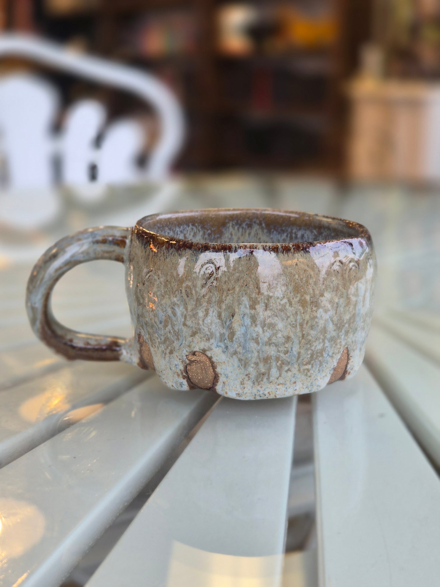 Earthy Green Handcrafted Ceramic Mug - Microwave & Dishwasher Safe!