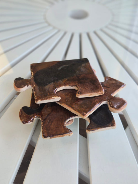 Handcrafted Puzzle Piece Coaster Set